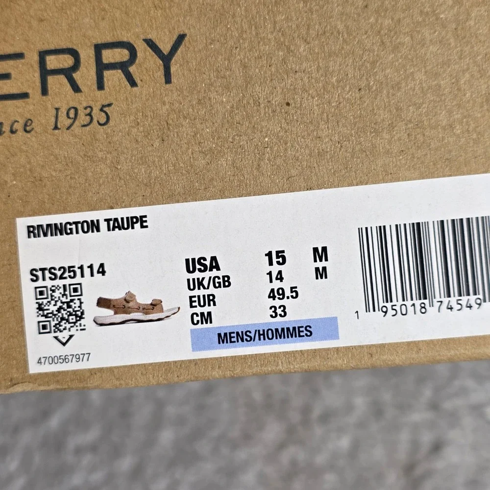 Sperry Rivington Full‎ Grain Leather Mens Adjustable Sandals Sz 15 M NEW